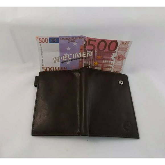 Men's Wallet Vintage Brown Genuine Leather Handmade Bifold Spain Euro style New - Picture 4 of 6
